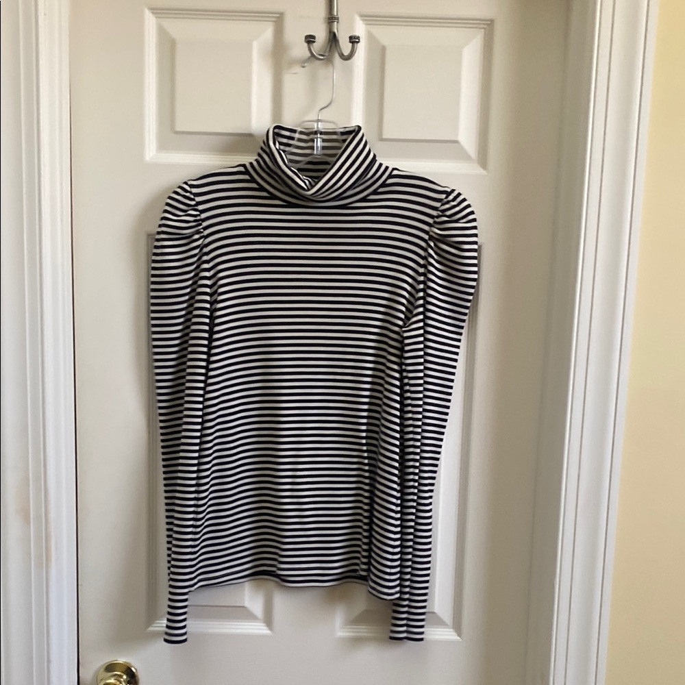 Veronica Beard Black and White Striped Long Sleeve Top